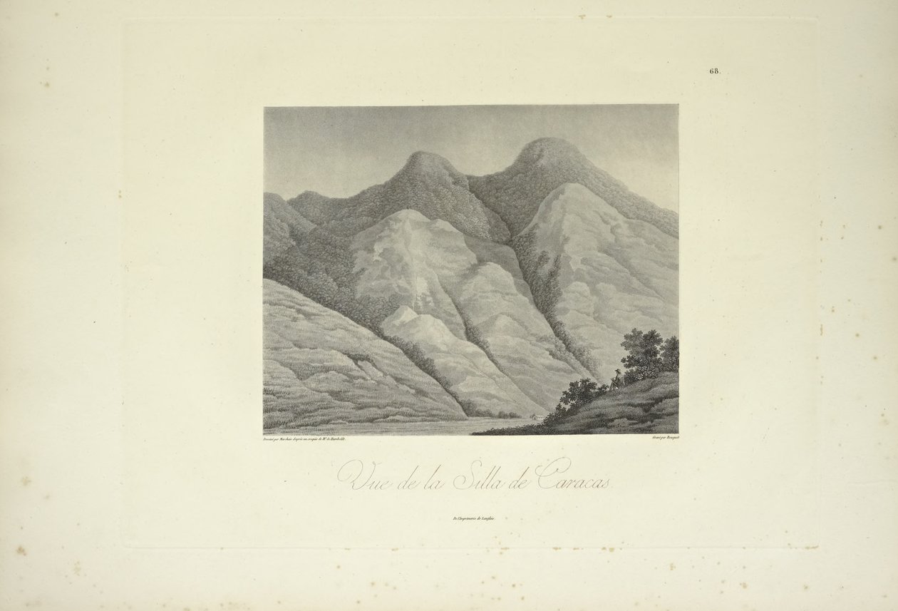 Vista da Silla de Caracas, desenhada por Marchais, gravada por Bouquet, ilustração de 