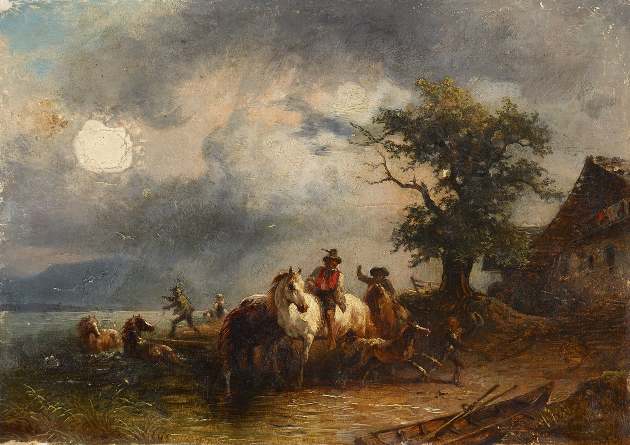 lago para cavalos de Friedrich August Mathias Gauermann