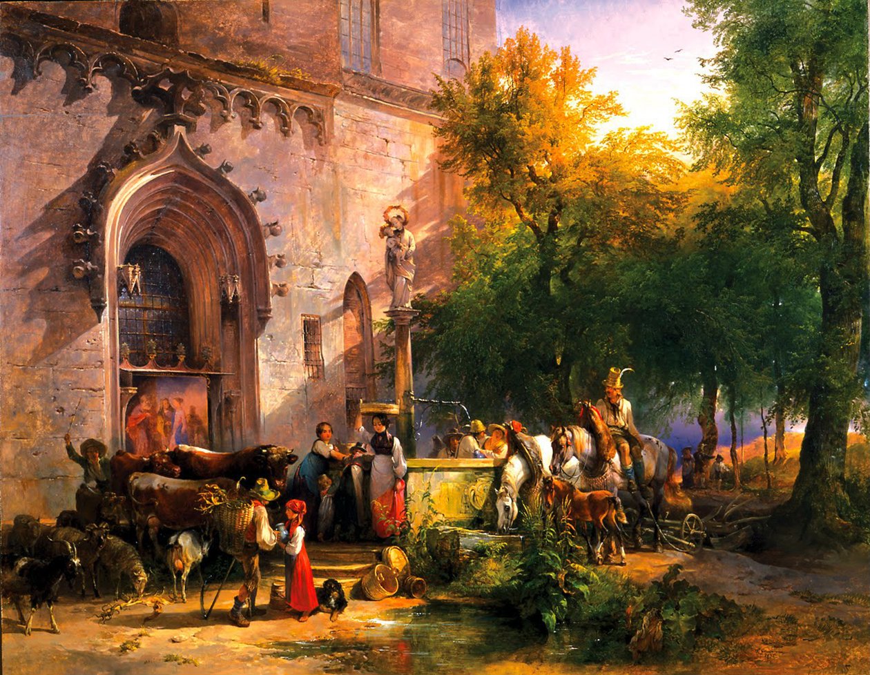 Na Fonte do Mosteiro, 1836 de Friedrich August Matthias Gauermann