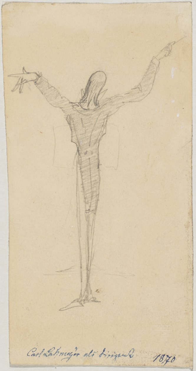 Caricatura Carl Lahmeyer como maestro de Friedrich August von Kaulbach