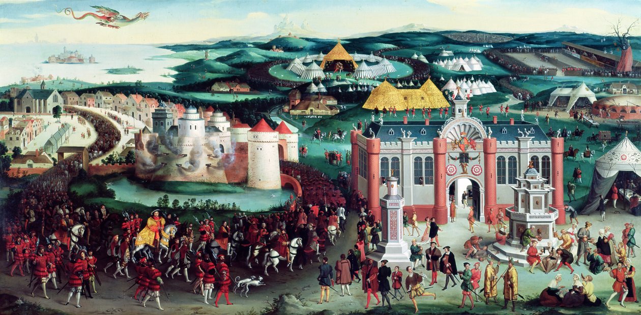 Encontro no Campo do Tecido de Ouro, 7 de junho de 1520, depois de Hans Holbein, o Velho (14605-1524) de Friedrich Bouterwek