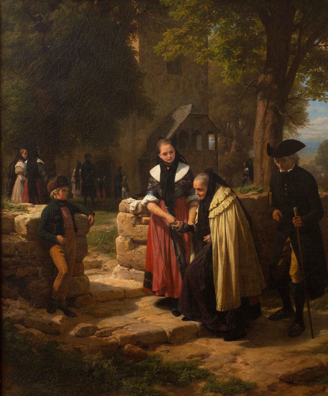 Em frente à igreja. de Friedrich Eduard Meyerheim