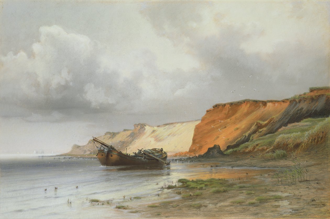 Naufrágio de um barco à vela pela ilha de Rugen, c.1890 de Friedrich Emil Neumann