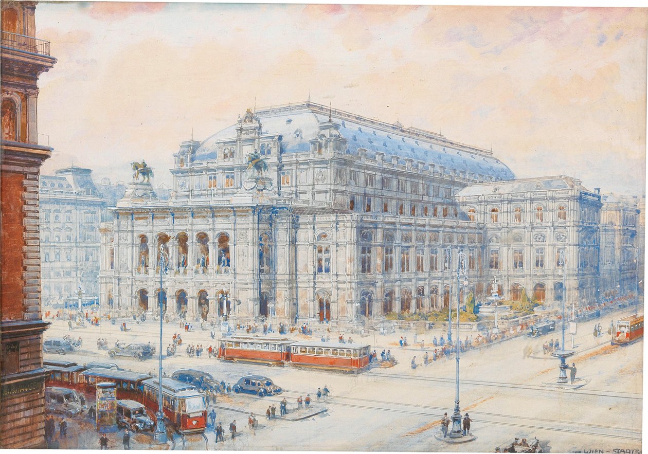 Vista da Ópera Estatal de Viena. de Friedrich Frank