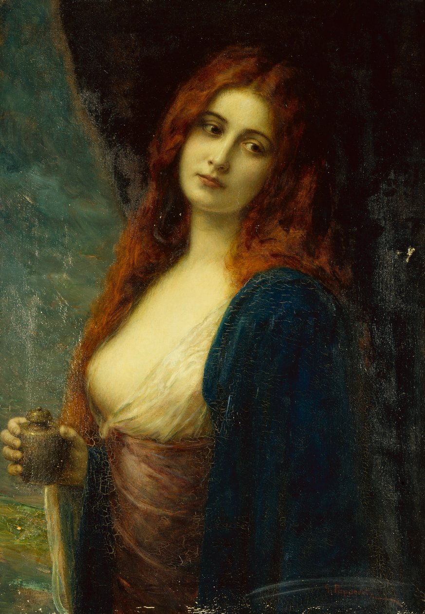 A Young Girl (óleo sobre tela) de Friedrich Georg Papperitz