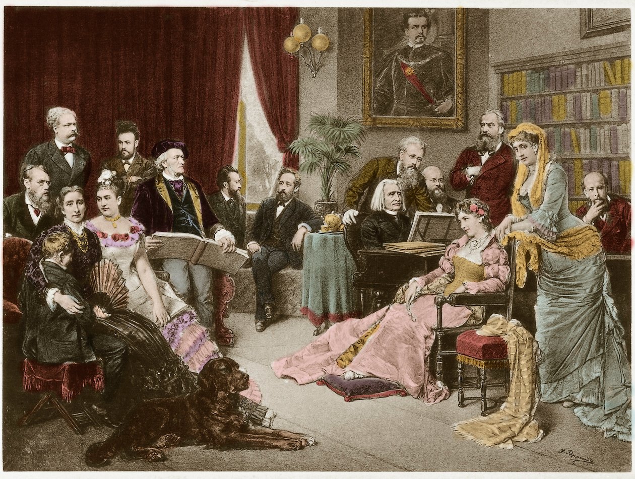Richard Wagner e Liszt em Bayreuth com Cosima e Siegfried - depois de Fritz Georg Papperitz de Friedrich Georg Papperitz