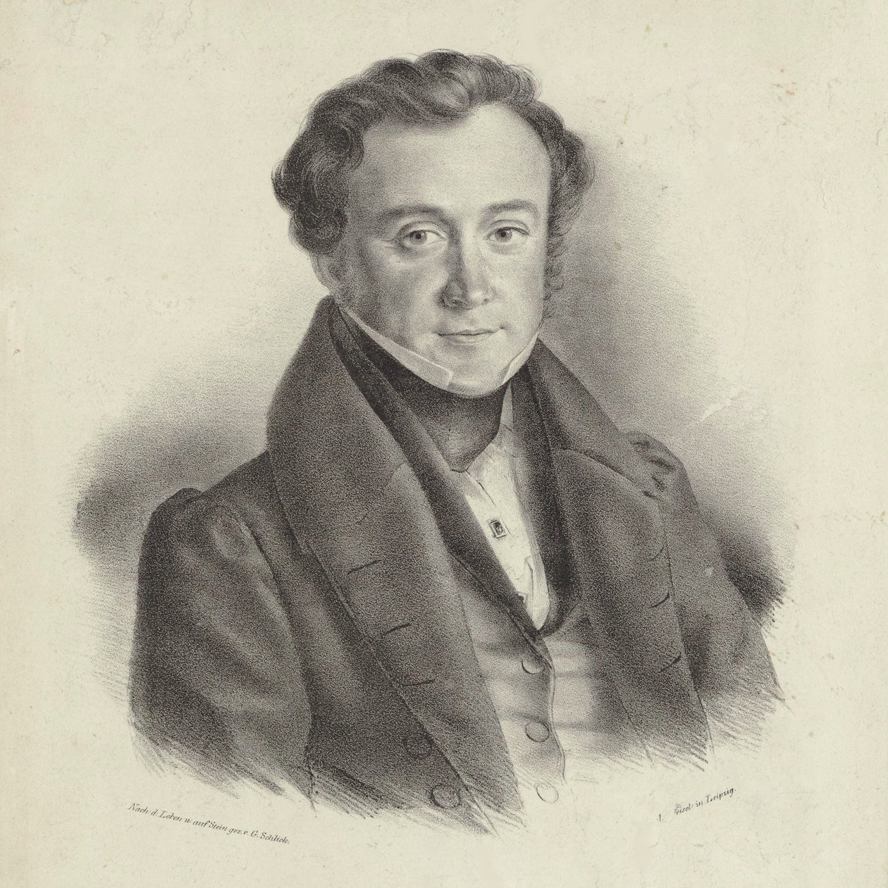 Retrato do compositor Johann Wenzel Kalliwoda 1801-1866. de Friedrich Gustav Schlick