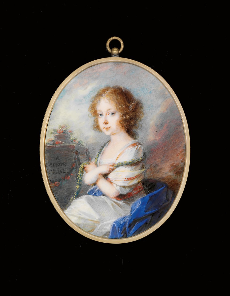 Condessa Molly Zichy-Ferraris (pigmento sobre marfim em moldura de metal dourado) de Friedrich Heinrich Fuger