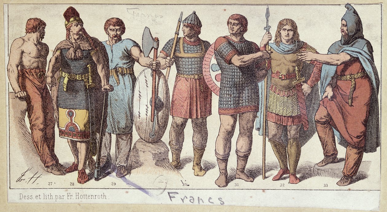 Figurinos de soldados francos, c.1880 de Friedrich Hottenroth