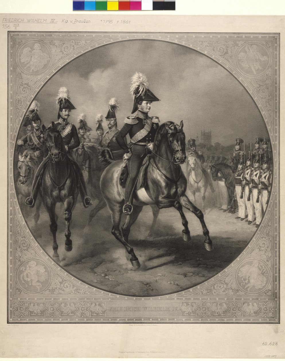 Retrato equestre de Frederico Guilherme IV (litografia) de Friedrich Jentzen