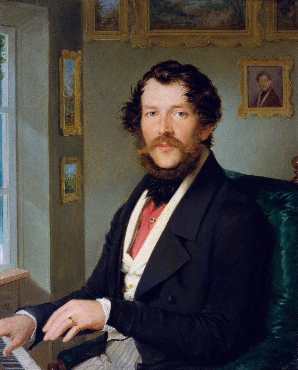 Retrato de um cavalheiro em frente ao piano de Friedrich Johann Gottlieb Lieder