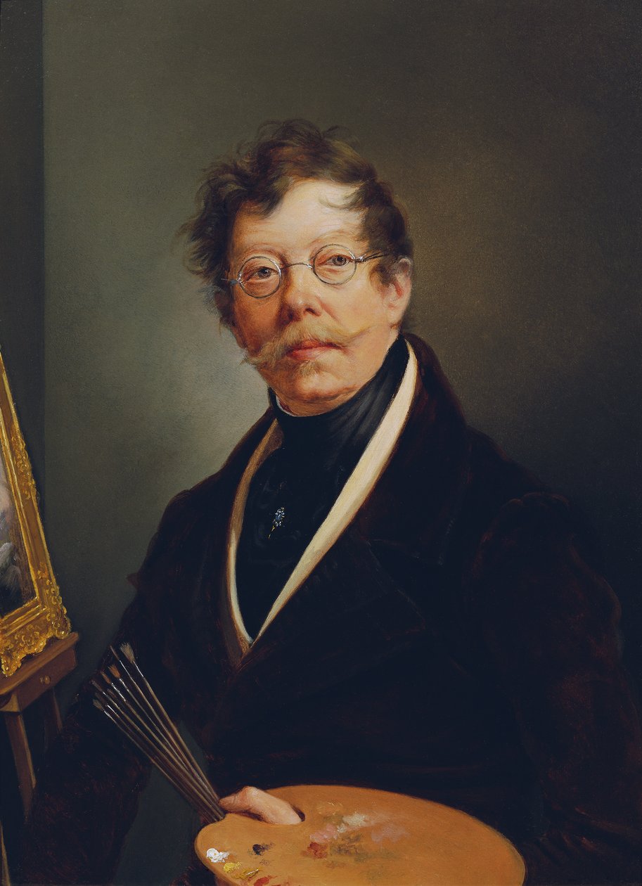 Auto-retrato no cavalete de Friedrich Johann Gottlieb Lieder