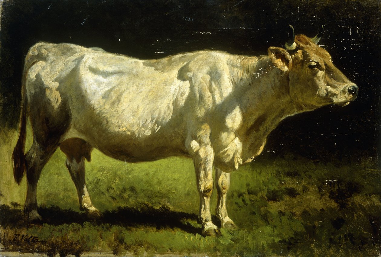 Vaca em uma paisagem de Friedrich Johann Voltz