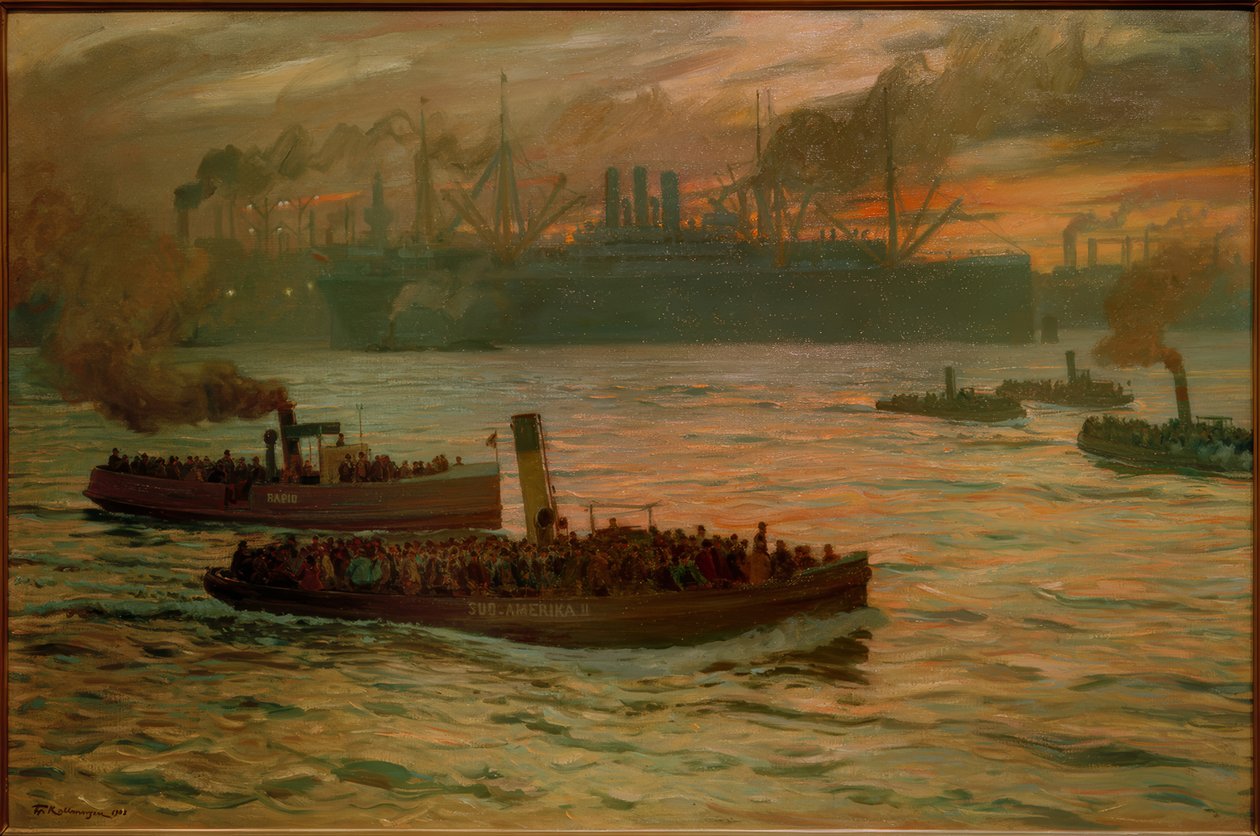 Feierabend. No porto de Hamburgo de Friedrich Kallmorgen
