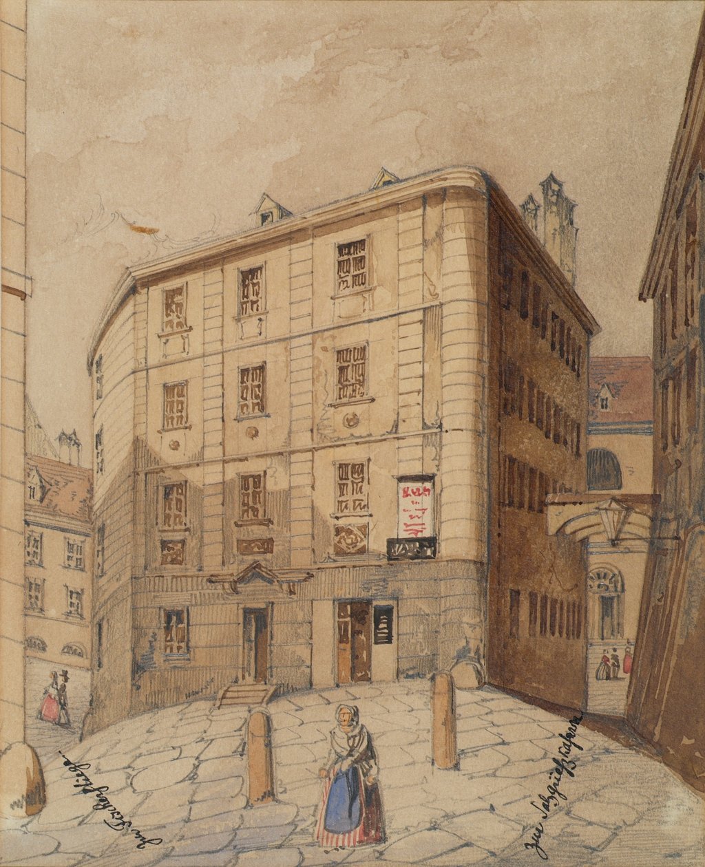 O caminho para o Fischerstiege e o Quartel de Salzgries em Viena, respectivamente de Friedrich Leibold