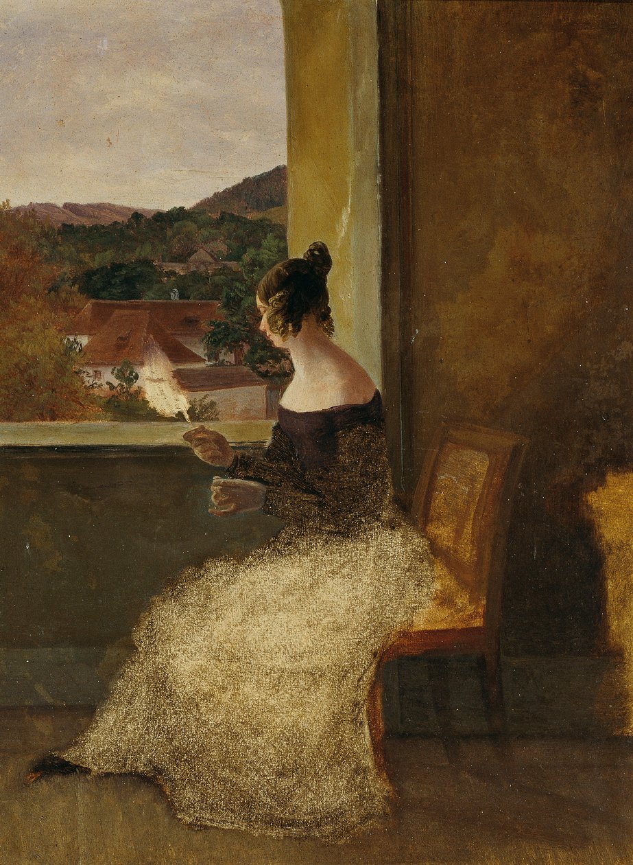 Senhora na janela com roca de Friedrich Loos