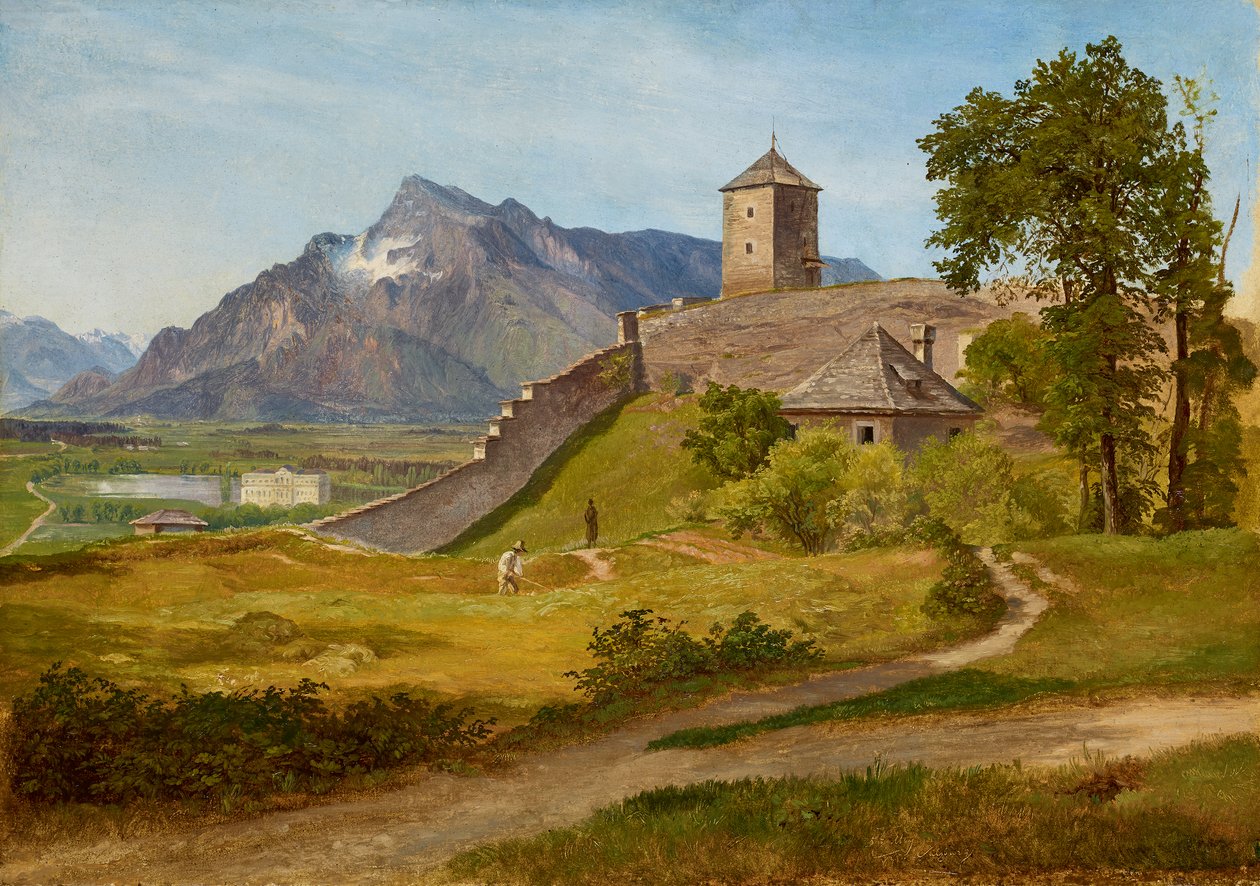 A Casa da Guarda Militar e a Torre Josef no Mönchsberg de Salzburgo de Friedrich Loos