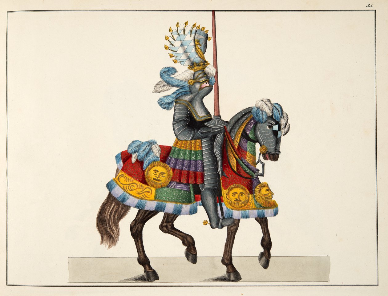 Um cavaleiro a caminho de um torneio, prato de "A History of the Development and Customs of Chivalry", do Dr. Franz Kottenkamp, publicado por Carl Hoffmann, 1842 de Friedrich Martin von Reibisch