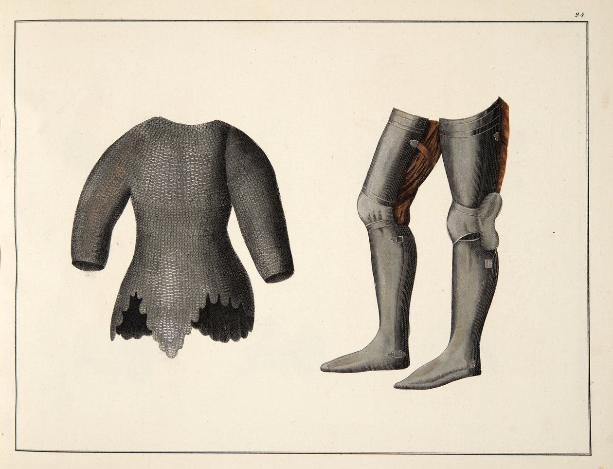 Armadura, prato de Uma História do Desenvolvimento e Costumes de Cavalaria, do Dr. Franz Kottenkamp, publicado por Carl Hoffmann, 1842 de Friedrich Martin von Reibisch