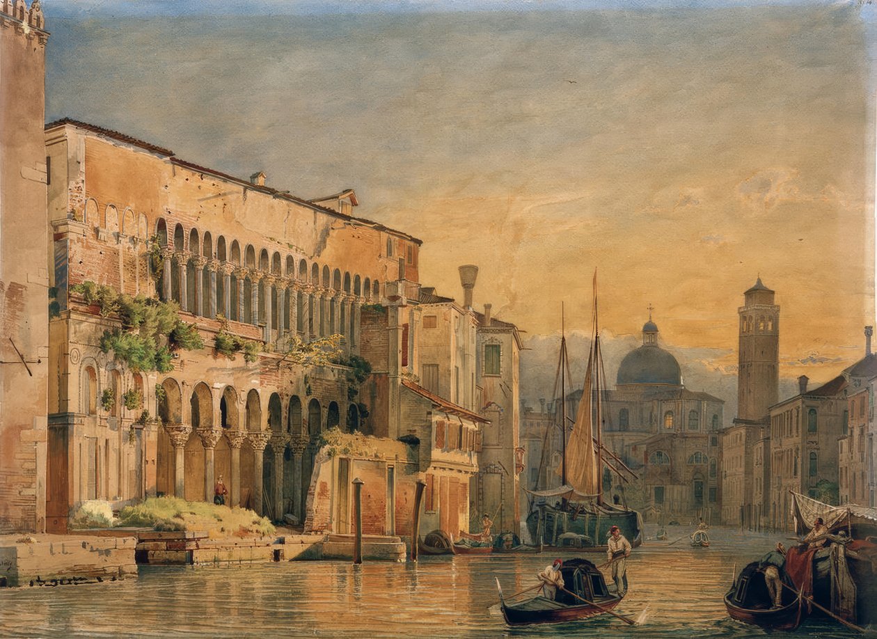Canal Grande com o Palazzo Fondaco dei Turchi de Friedrich Nerly