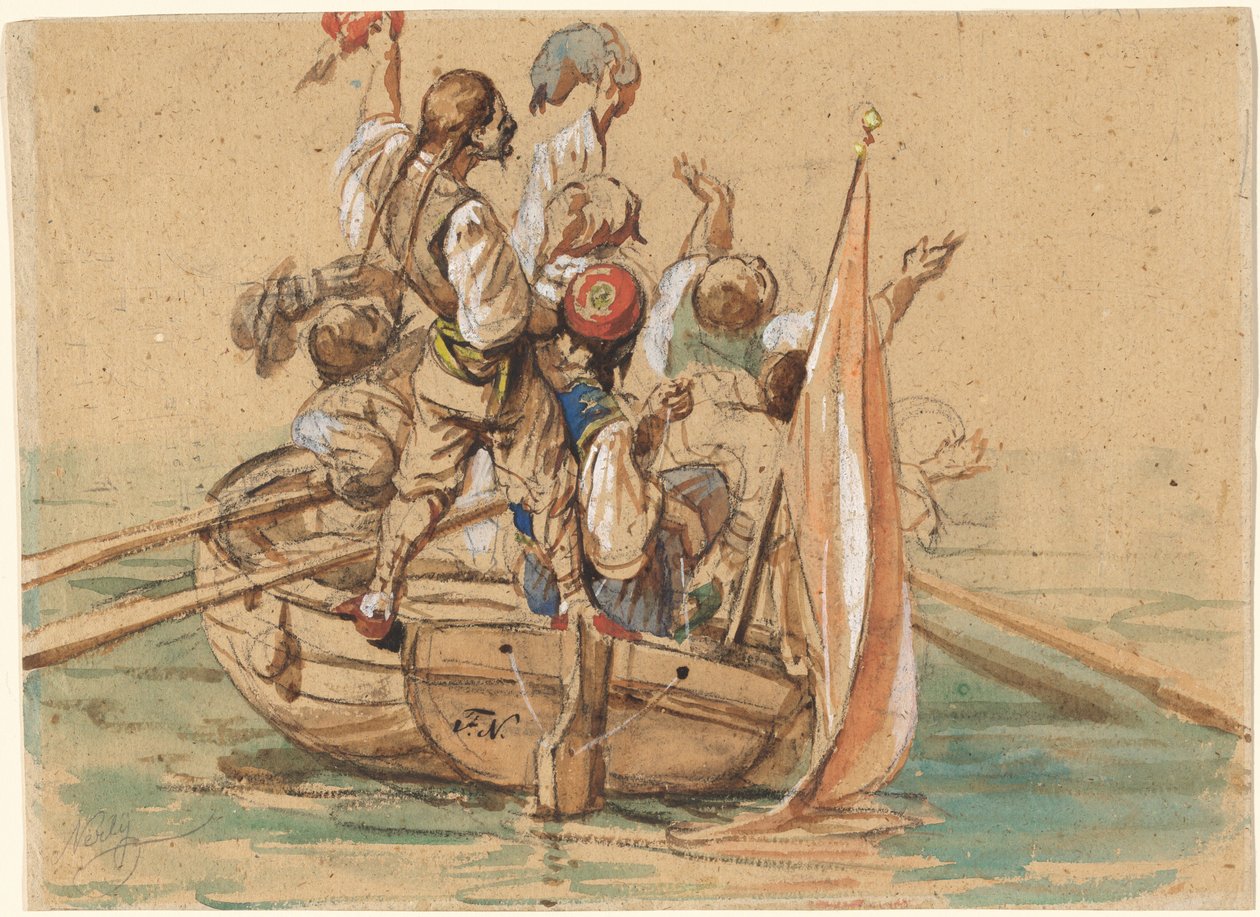 Marinheiros gregos em um canal veneziano de Friedrich Nerly