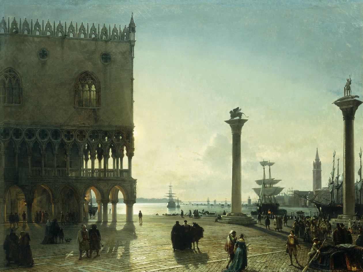 Praça San Marco à noite, de Friedrich Nerly