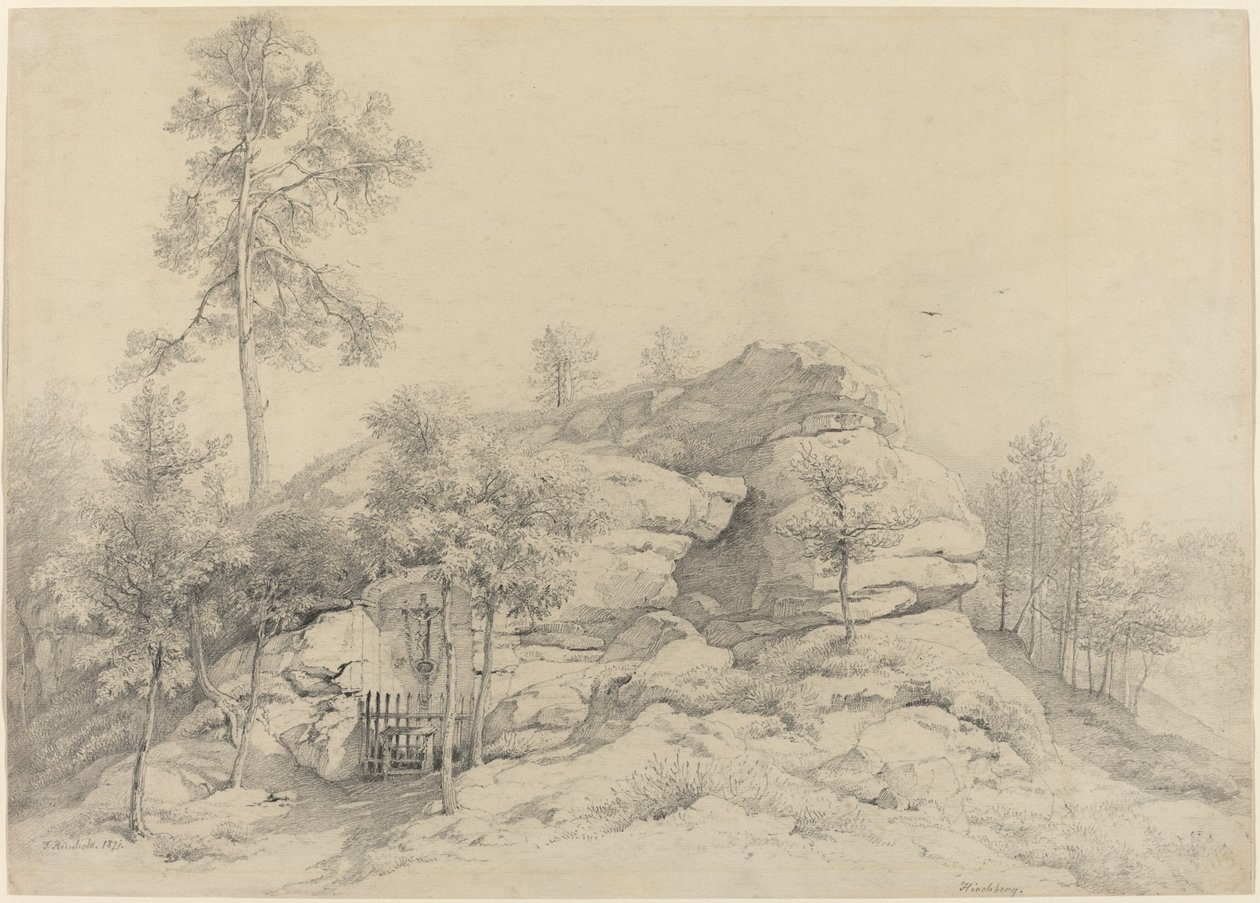 Um santuário à beira do caminho esculpido em um Rocky Tor de Friedrich Philipp Reinhold