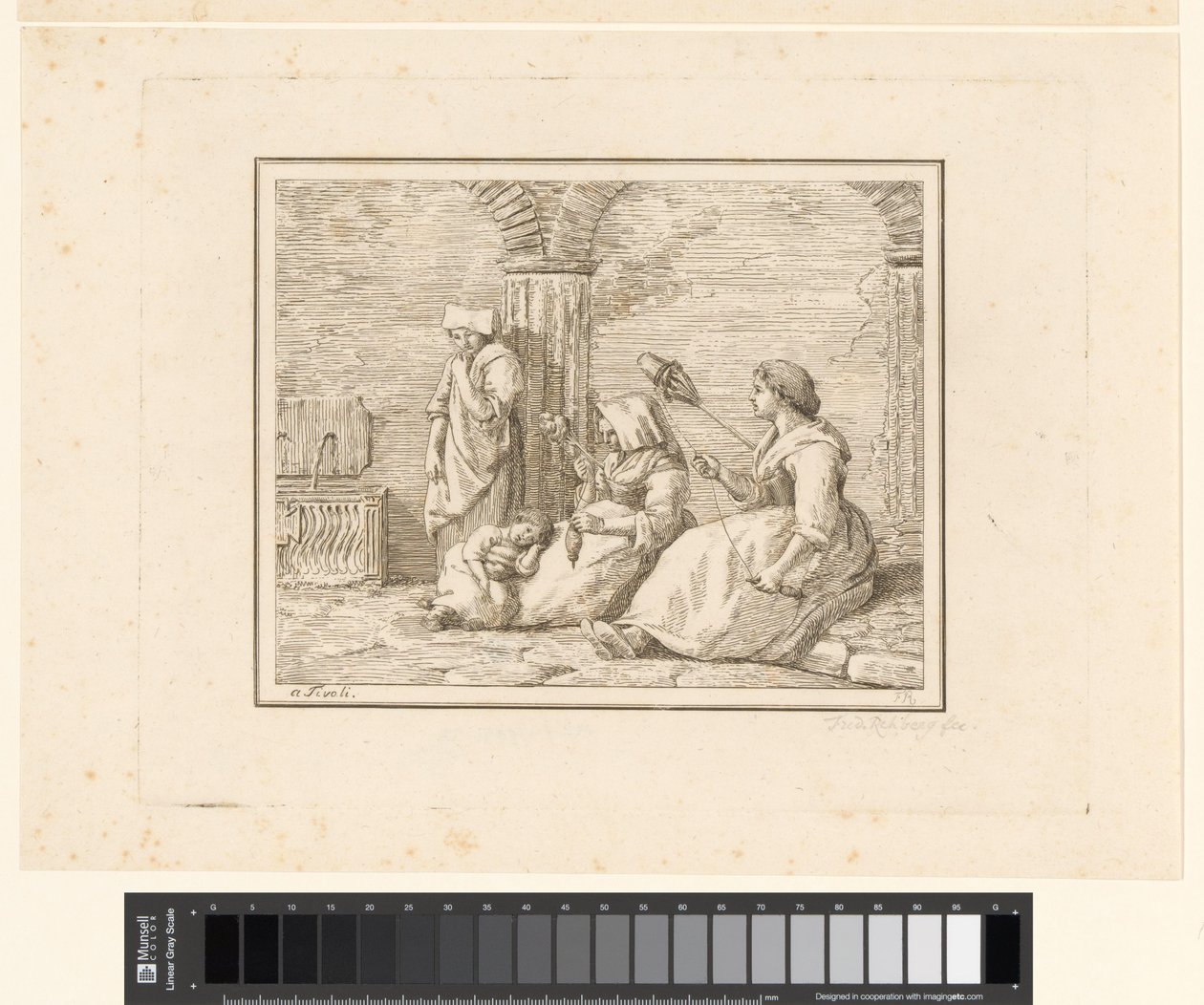 mulheres girando Cenas da vida cotidiana na Itália (título da série) Figura prese dal vero (título da série no objeto) de Friedrich Rehberg