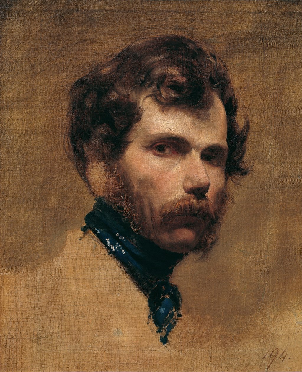 Auto-retrato com um pescoço azul. de Friedrich Ritter von Amerling