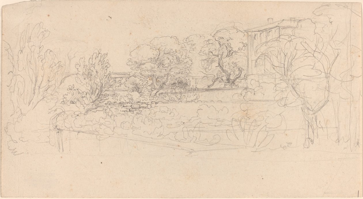 Um jardim com terraço por uma villa de Friedrich Salathé