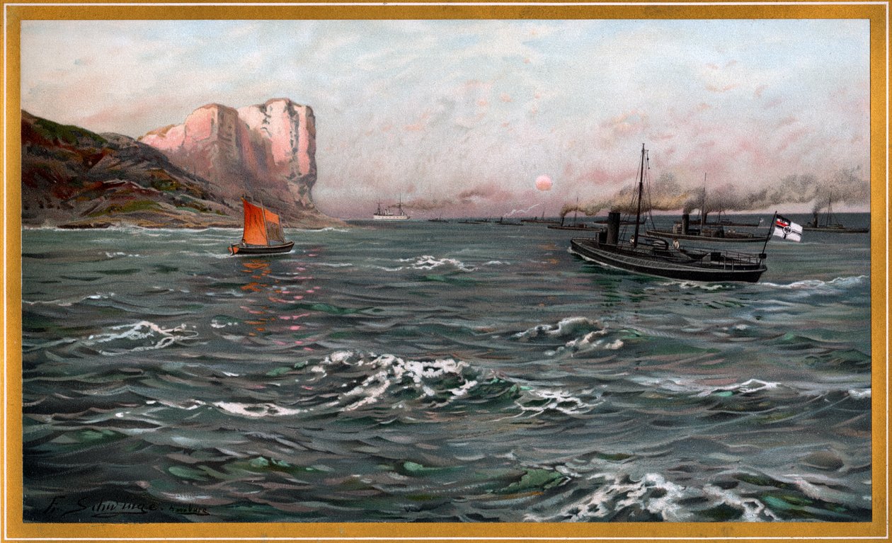 Imperial Navy Bliz com divisões de torpedeiros perto de Stubbenkammer por Friedrich Schwinge, nr10 de G. Wislicenus, Our Navy. de Friedrich Schwinge