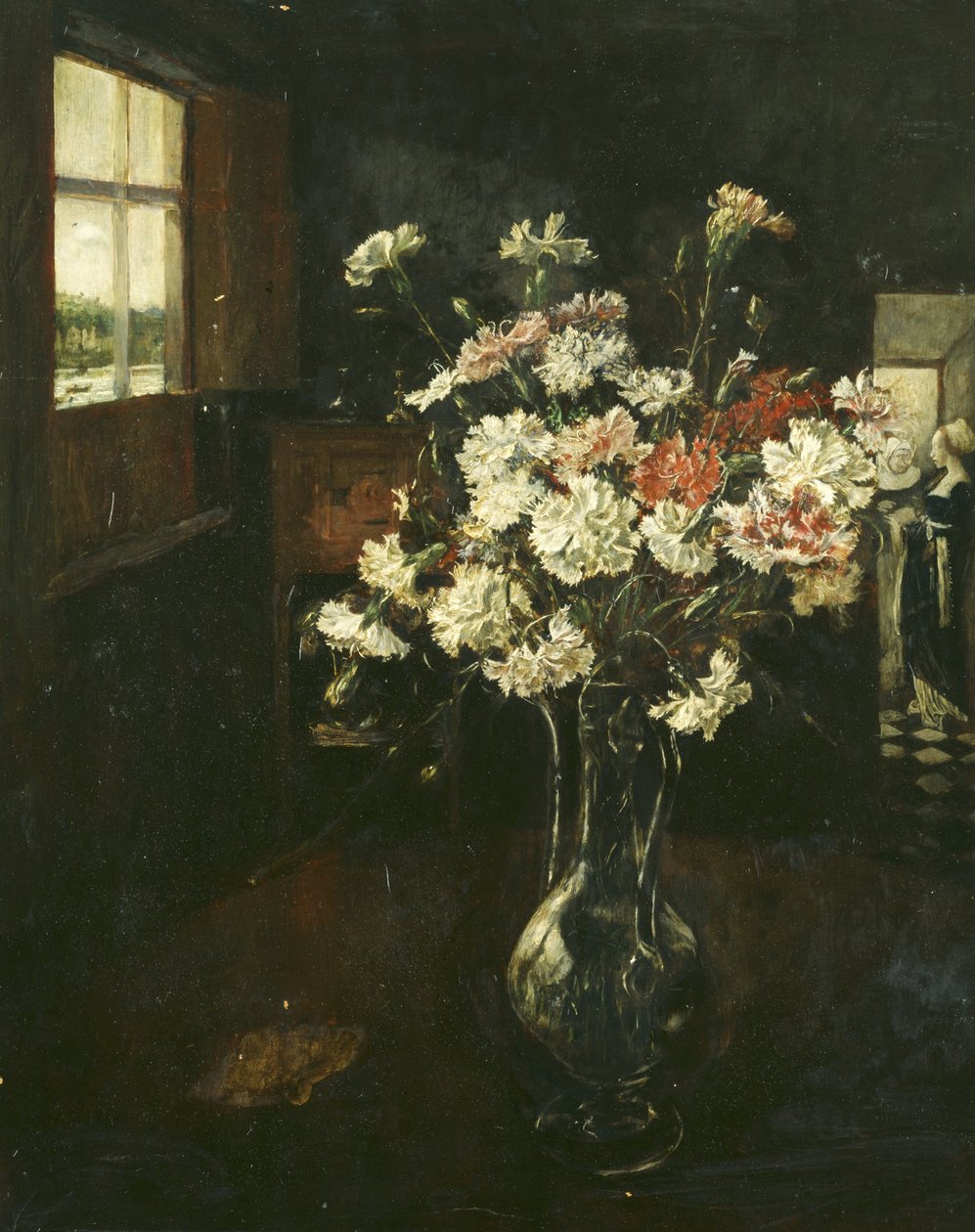 Interior com bouquet de cravos de Friedrich Stahl