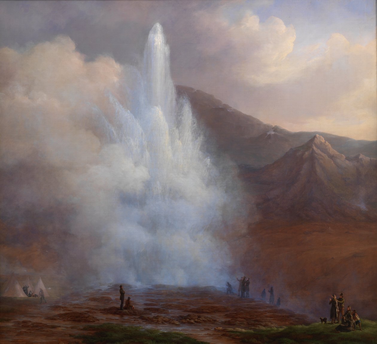 A erupção do Grande Gêiser na Islândia em 1834 de Friedrich Theodore Kloss