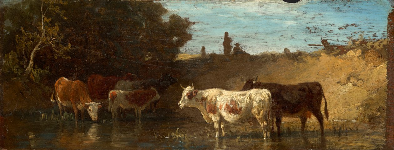 Vacas no bebedouro de Friedrich Voltz