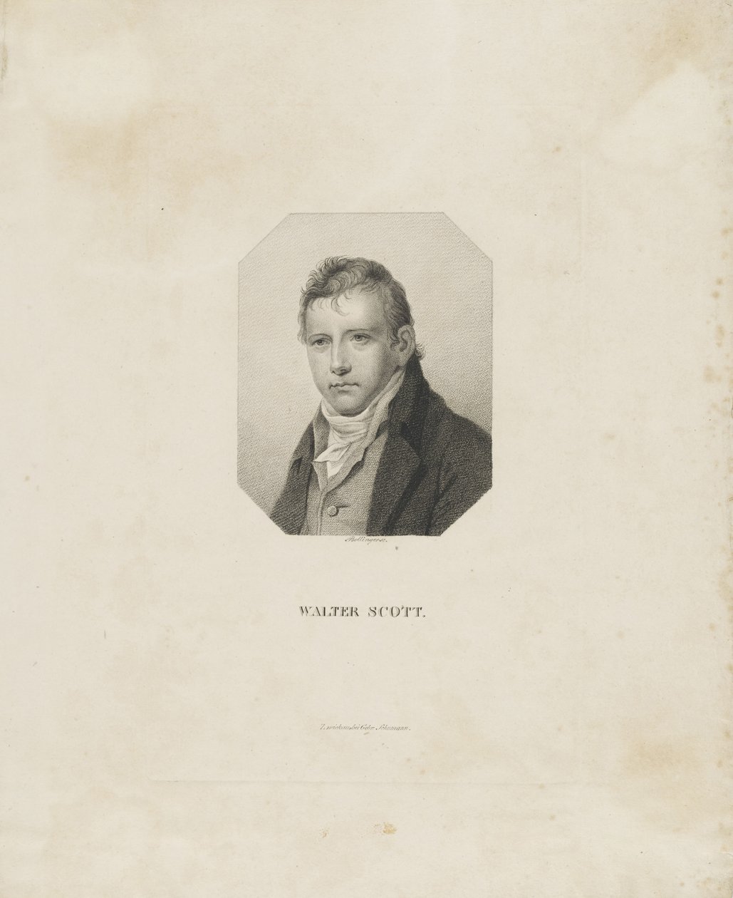 Retrato do romancista e poeta histórico Sir Walter Scott 1771-1832, ca 1825. de Friedrich Wilhelm Bollinger