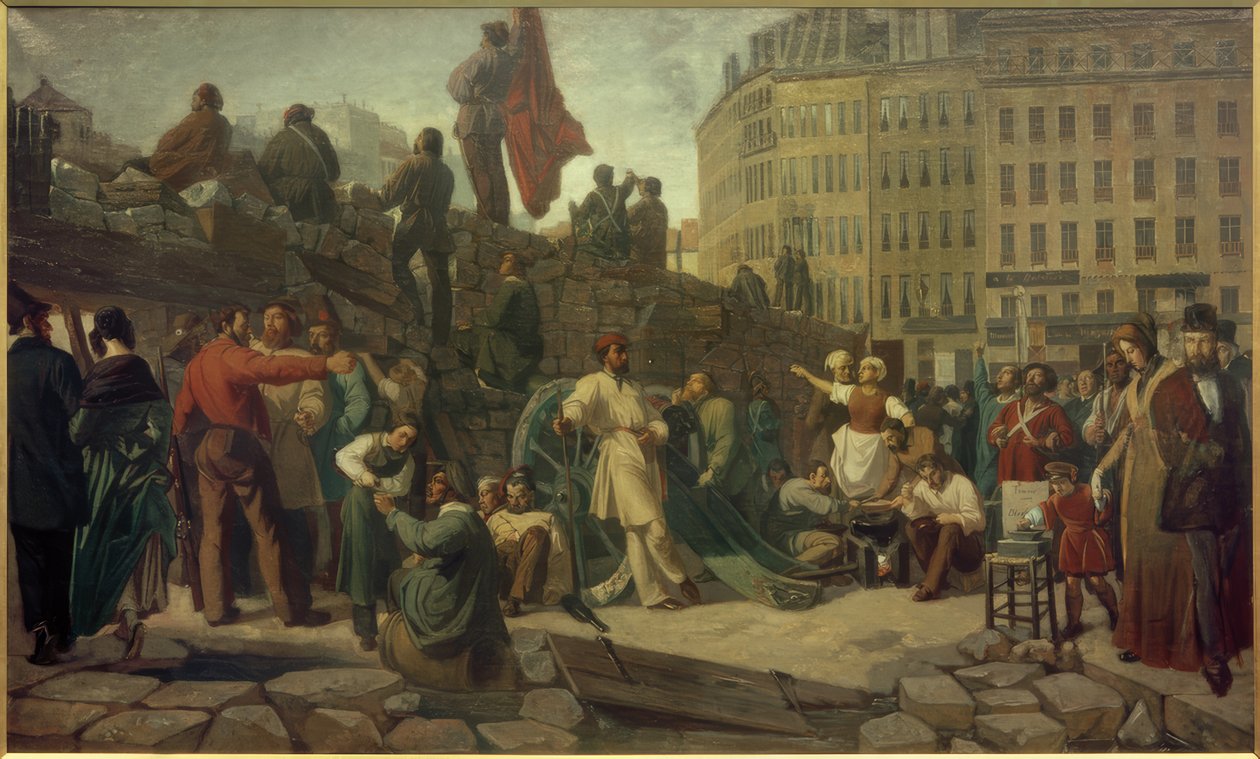 Feburaryvolution 1848, Paris Barricades - Gem. V. Martersteig de Friedrich Wilhelm Martersteig