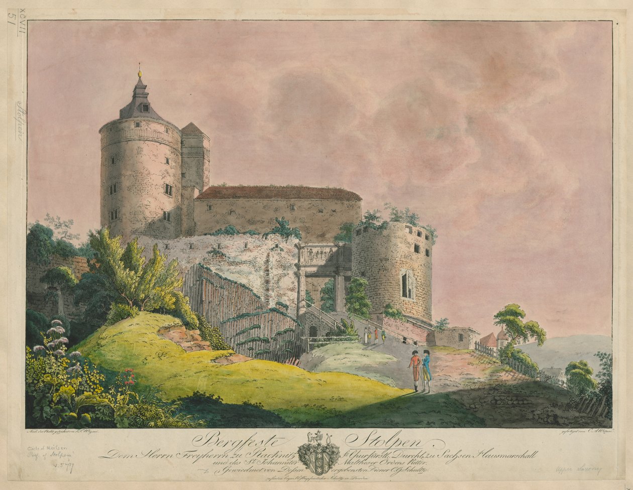 Bergfeste Stolpen, c.1800 (gravura a cores) de Friedrich or Johann Friedrich Wizani