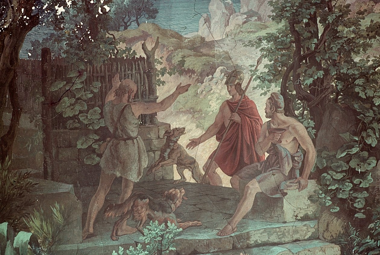 Odisseu no Swineherd Eumaeus, Cenas da Odisseia de Friedrich the Elder Preller