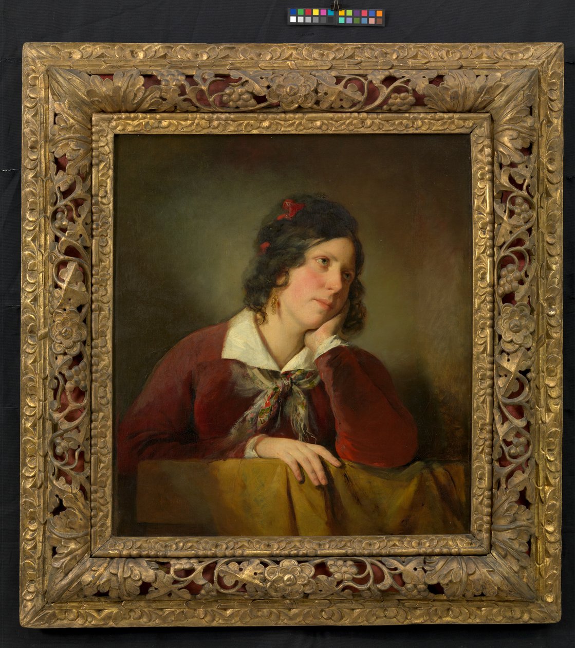 Antonie Amerling com a cabeça apoiada na mão (primeira esposa do artista) de Friedrich von Amerling