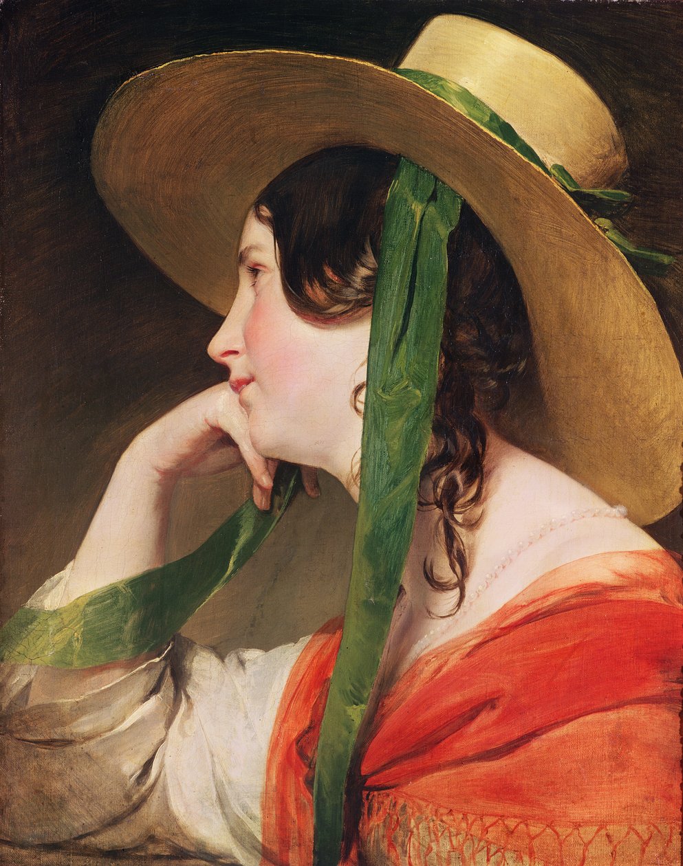 Menina em um chapéu de palha amarelo, de Friedrich von Amerling