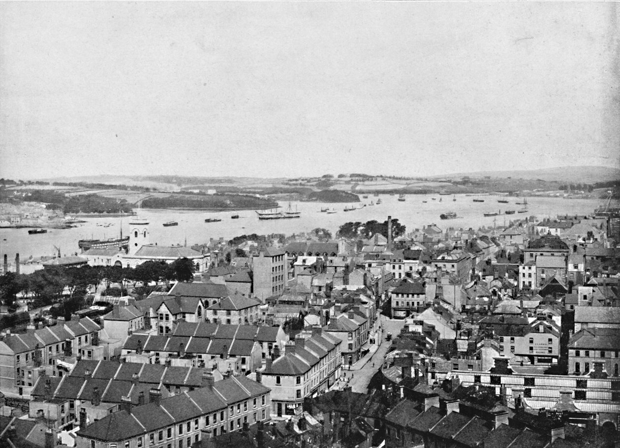 Devonport e o Hamoaze: da coluna, c1896 de Frith and Co