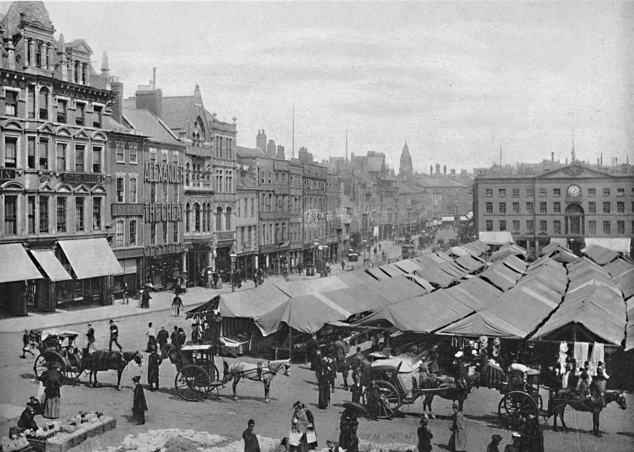 Nottingham: O Mercado, c1896 de Frith and Co