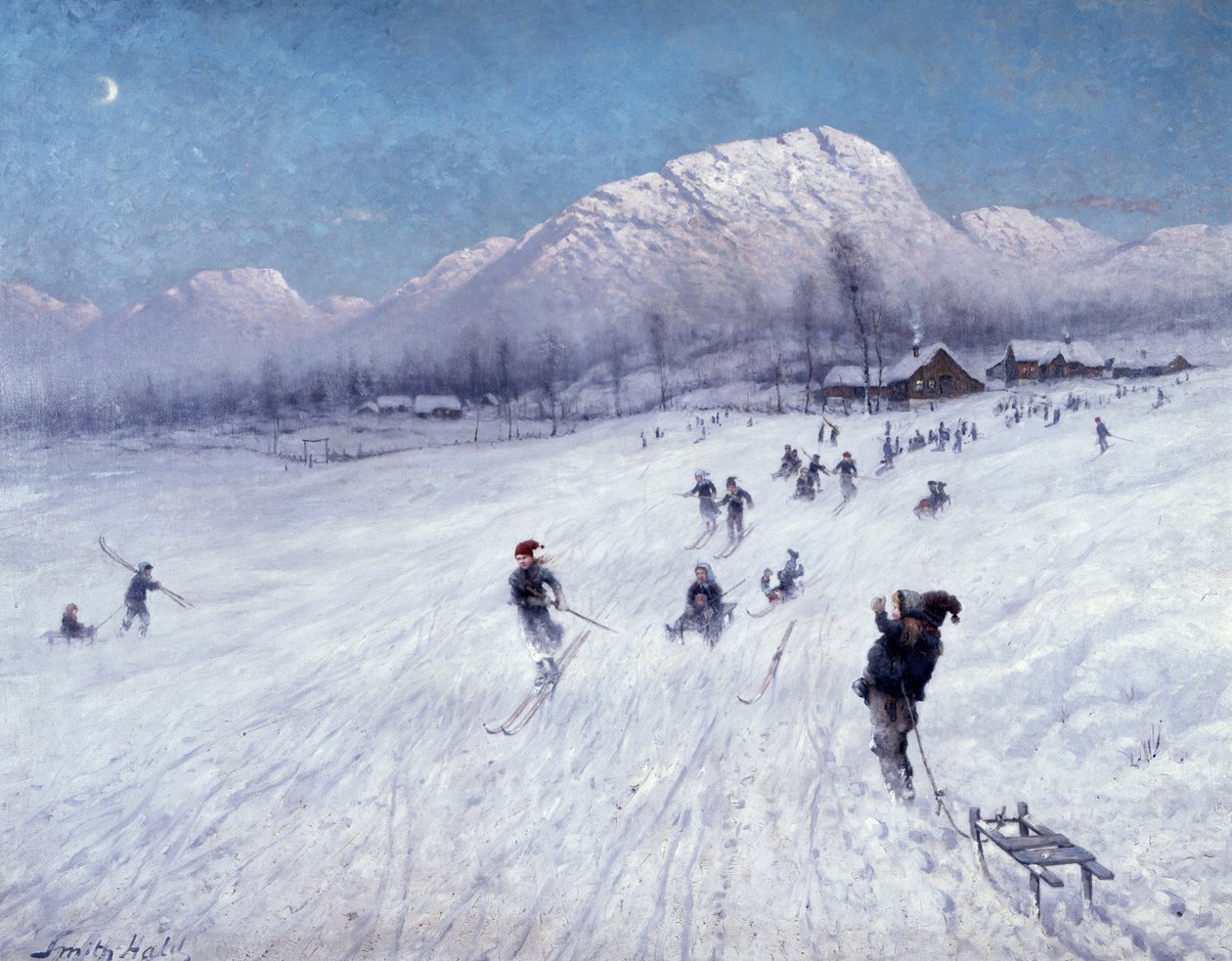 Tarde de inverno sob Ulriken (Bergen) (óleo sobre tela) de Frithjof Smith Hald