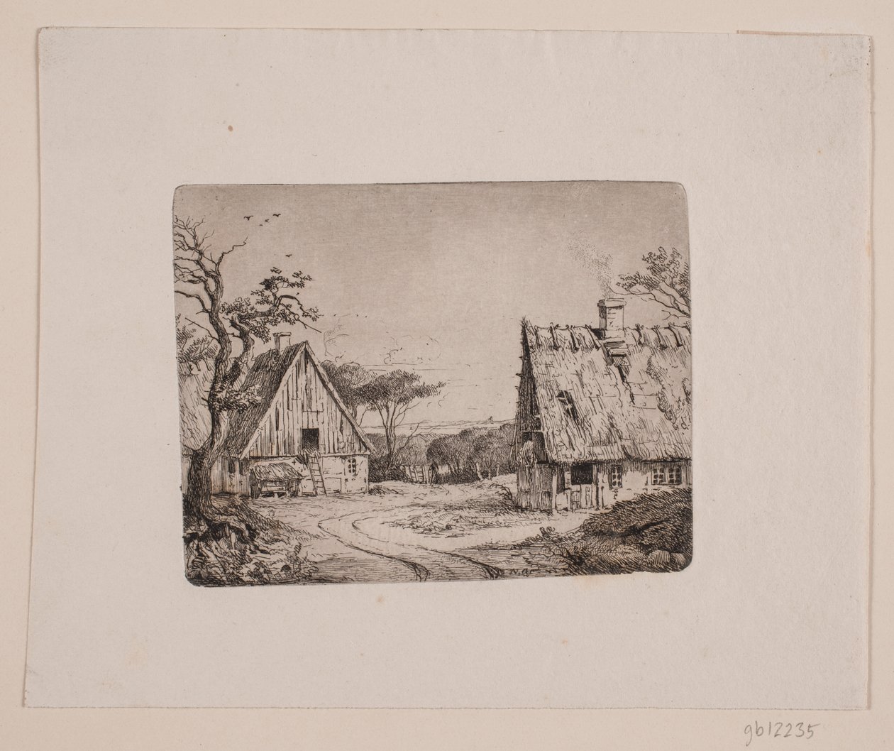 Paisagem com duas casas de fazenda de Frits Grove