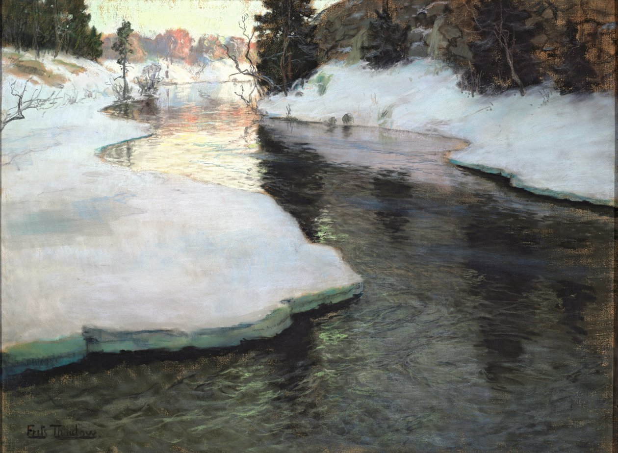 Córrego da montanha. Inverno de Frits Thaulow