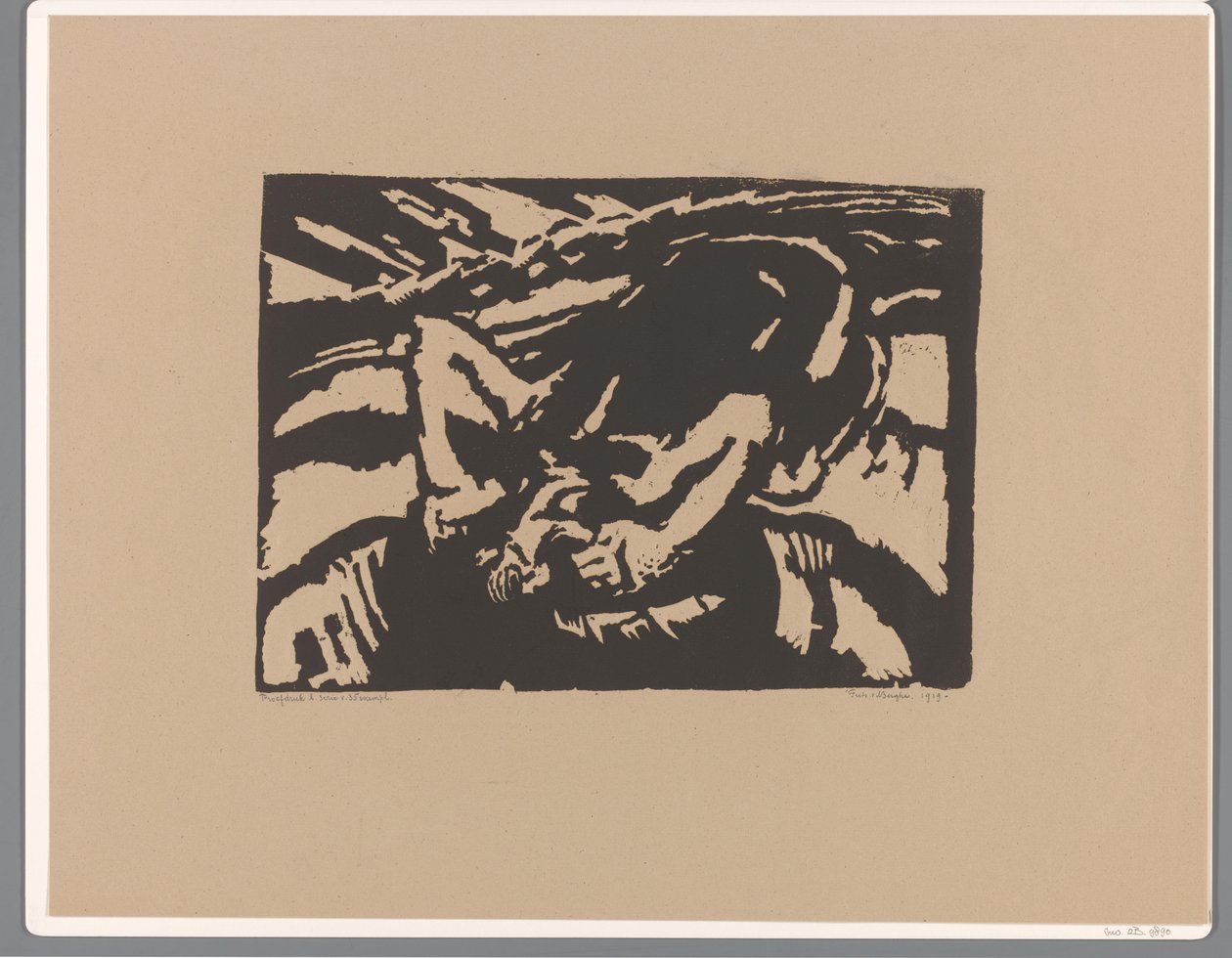Homem ajoelhado de Frits van den Berghe (signed by artist)