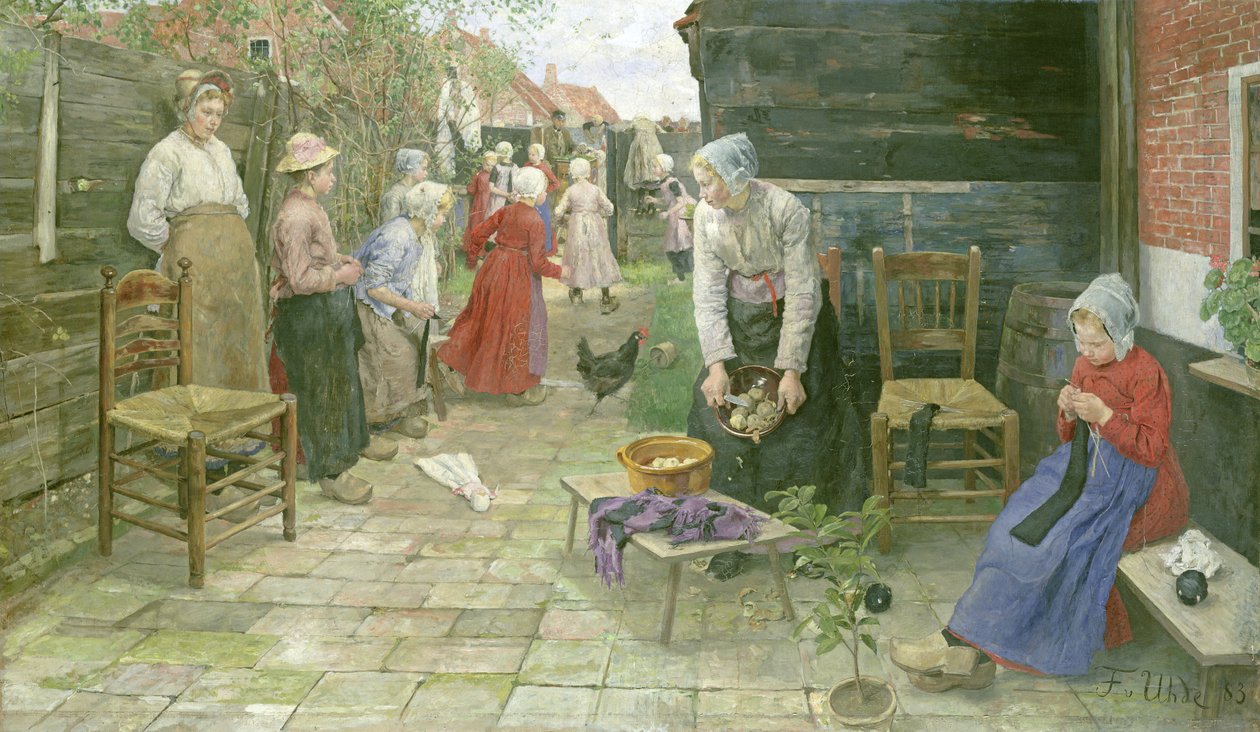 O moedor de órgãos está chegando, 1883 de Fritz von Uhde