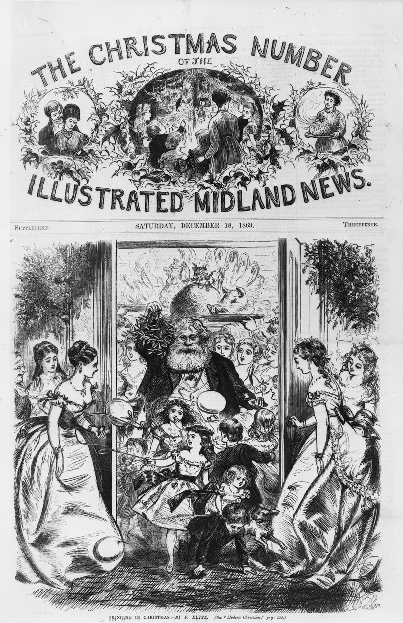 Bringing in Christmas, capa do &39;Illustrated Midland News&39;, 18 de dezembro de 1869 de Fritz Eltze