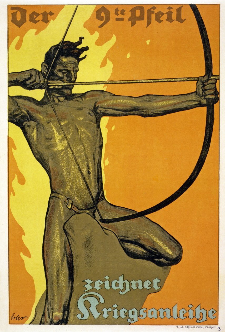A 9 ª flecha, desenha o pub war bond. em Stuttgart, c.1917 de Fritz Erier