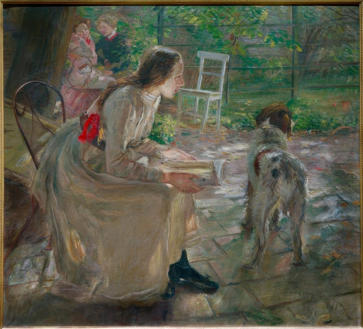 As filhas do artista no jardim de Fritz von Uhde